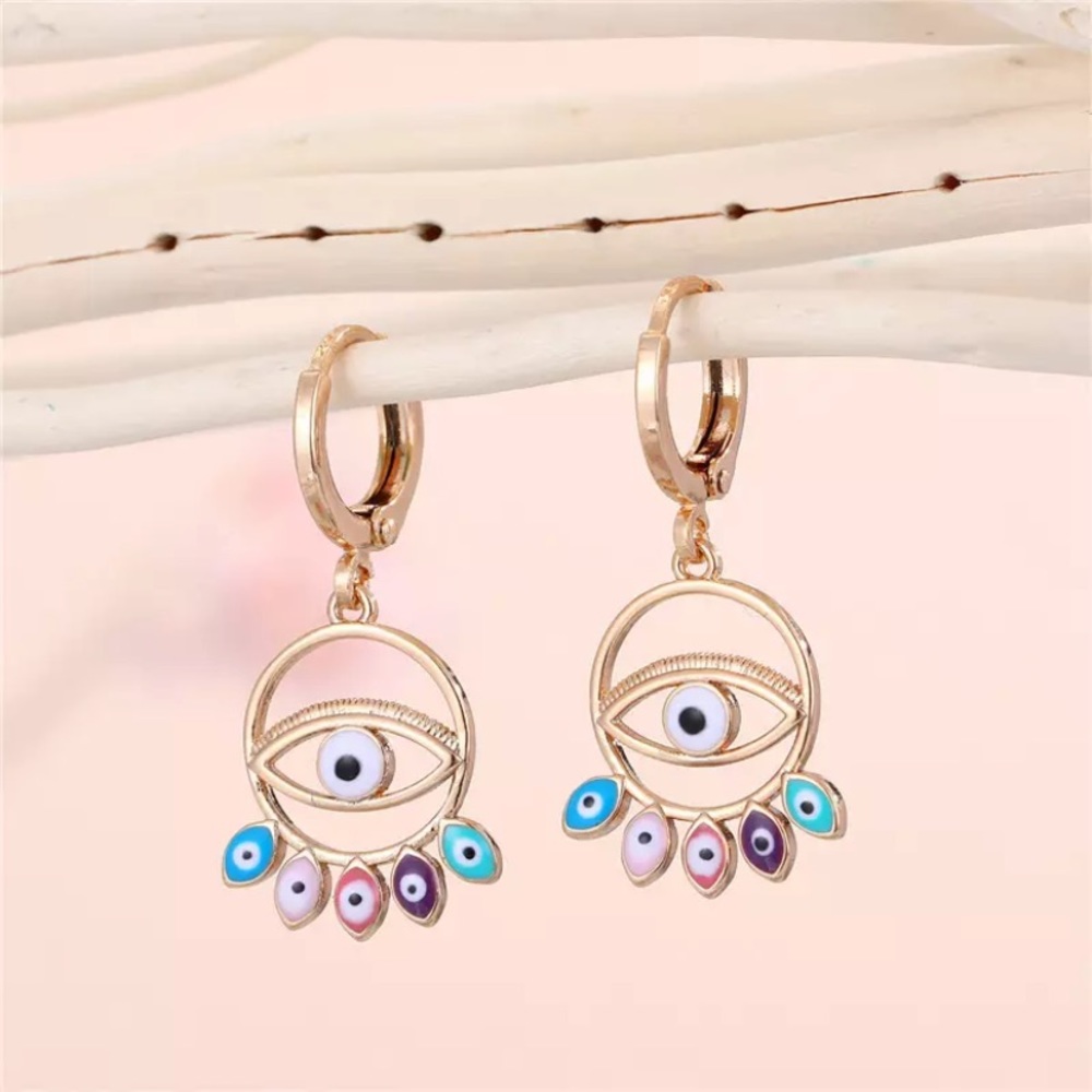 Evil Eye Small Rose Gold Hoops
